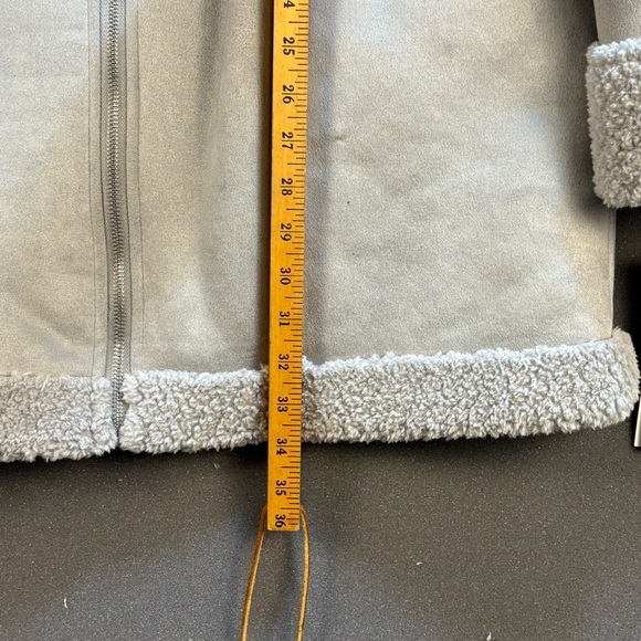 Calvin‎ Klein Rolled Cuff Faux Suede Sherling Jacket Women's Large Gray Thick - Picture 5 of 10